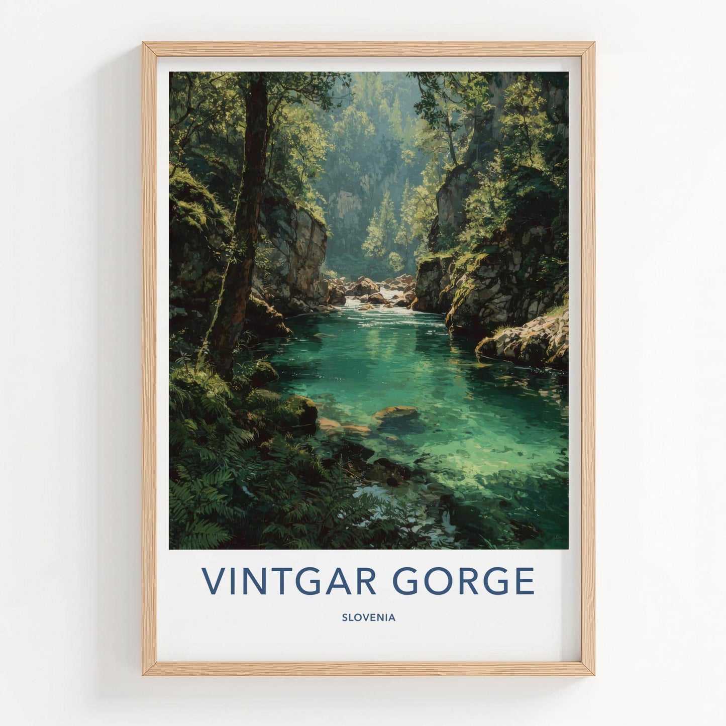 Vintgar Gorge Poster - Slovenia Travel Art - Emerald Water Flow Wall Decor