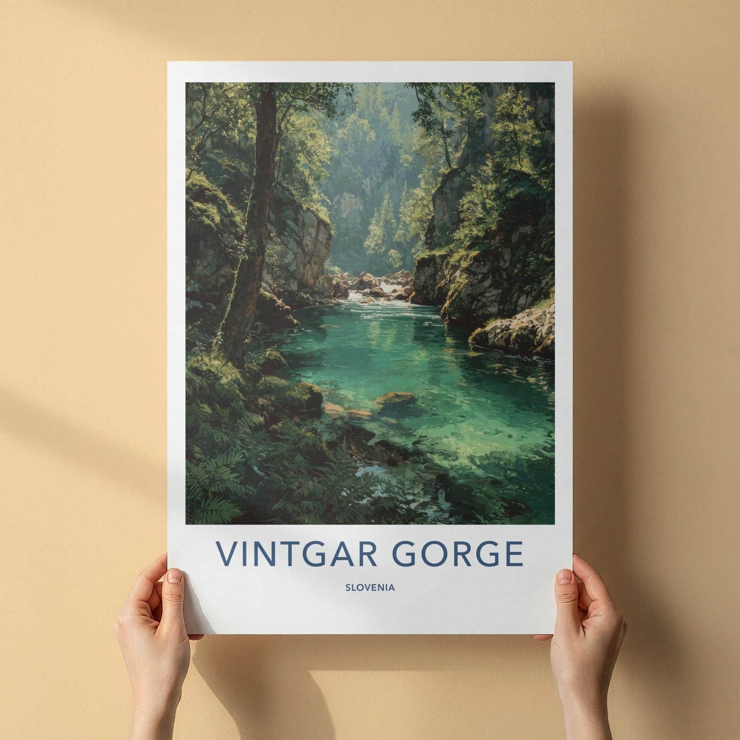 Vintgar Gorge Poster - Slovenia Travel Art - Emerald Water Flow Wall Decor