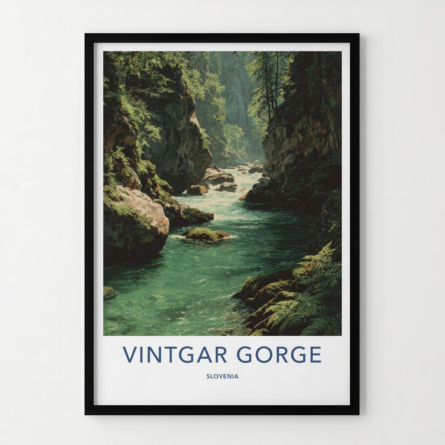 Vintgar Gorge Poster - Slovenia Travel Print - Emerald Gorge Flow Wall Decor