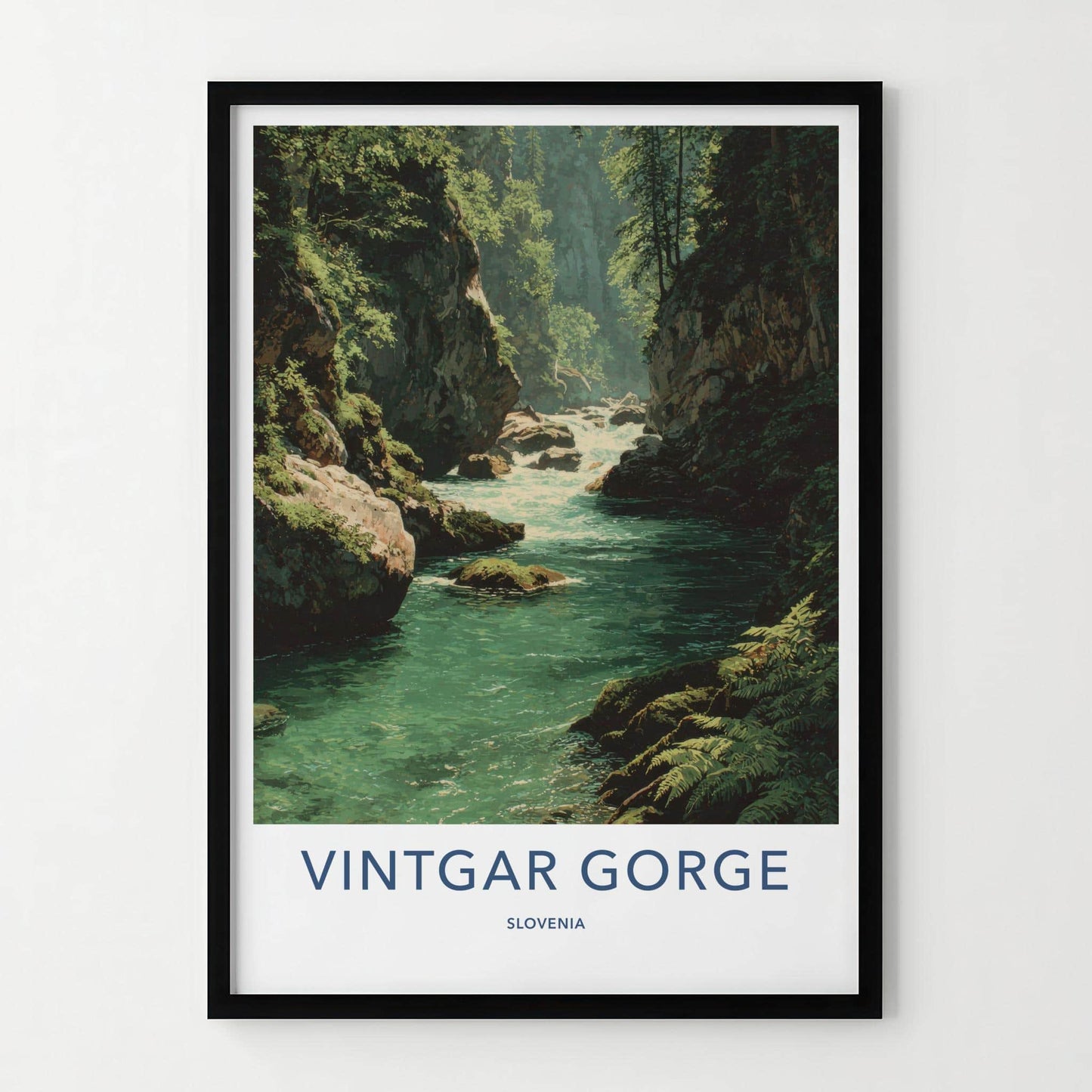 Vintgar Gorge Poster - Slovenia Travel Print - Emerald Gorge Flow Wall Decor