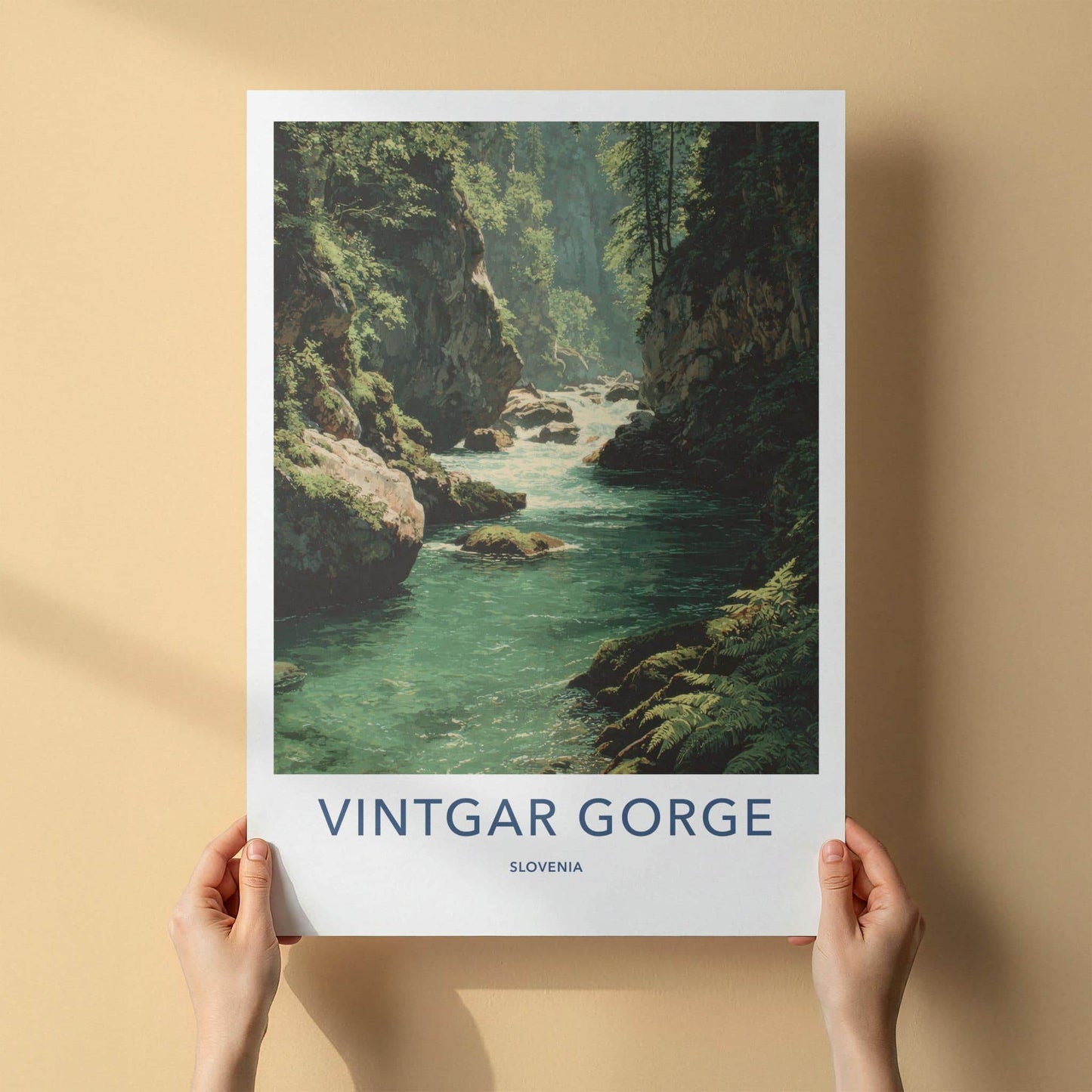 Vintgar Gorge Poster - Slovenia Travel Print - Emerald Gorge Flow Wall Decor
