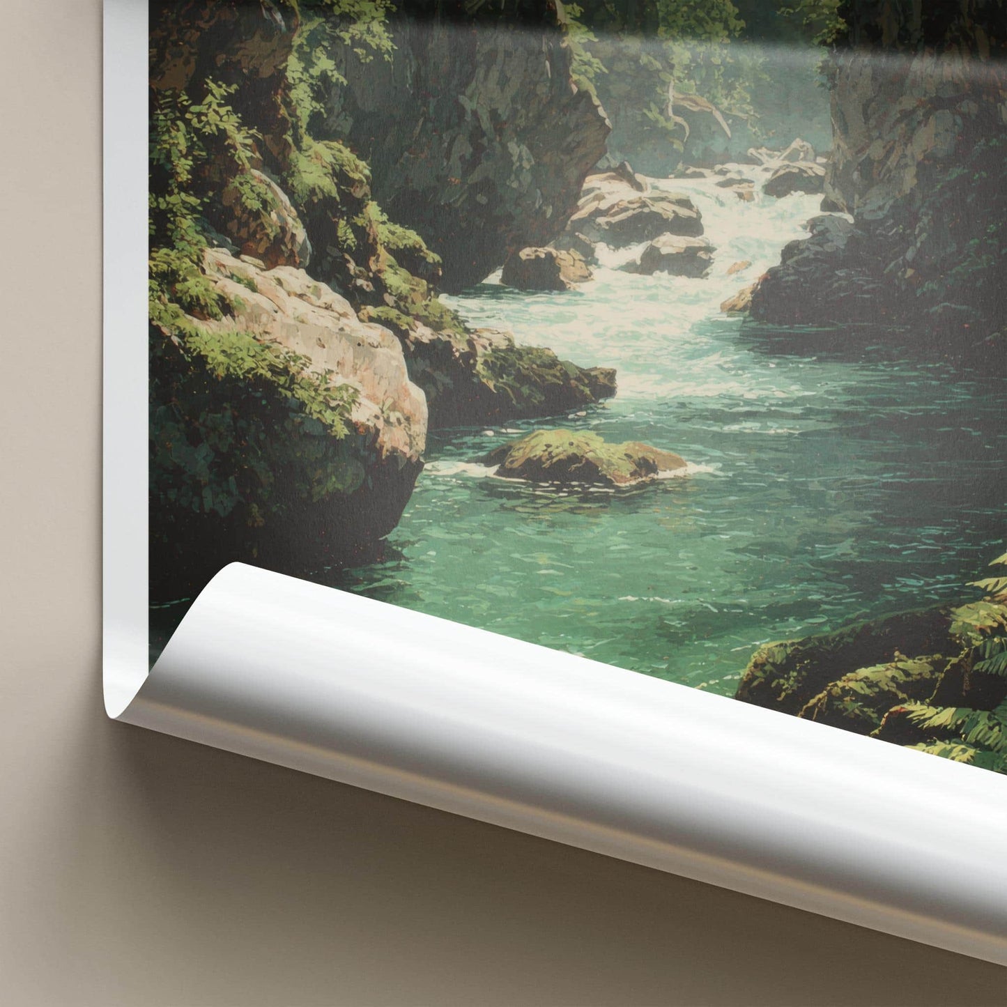 Vintgar Gorge Poster - Slovenia Travel Print - Emerald Gorge Flow Wall Decor