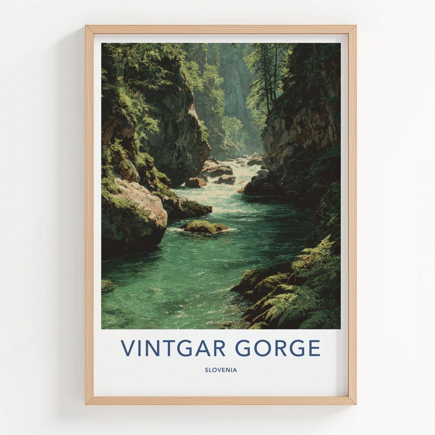 Vintgar Gorge Poster - Slovenia Travel Print - Emerald Gorge Flow Wall Decor