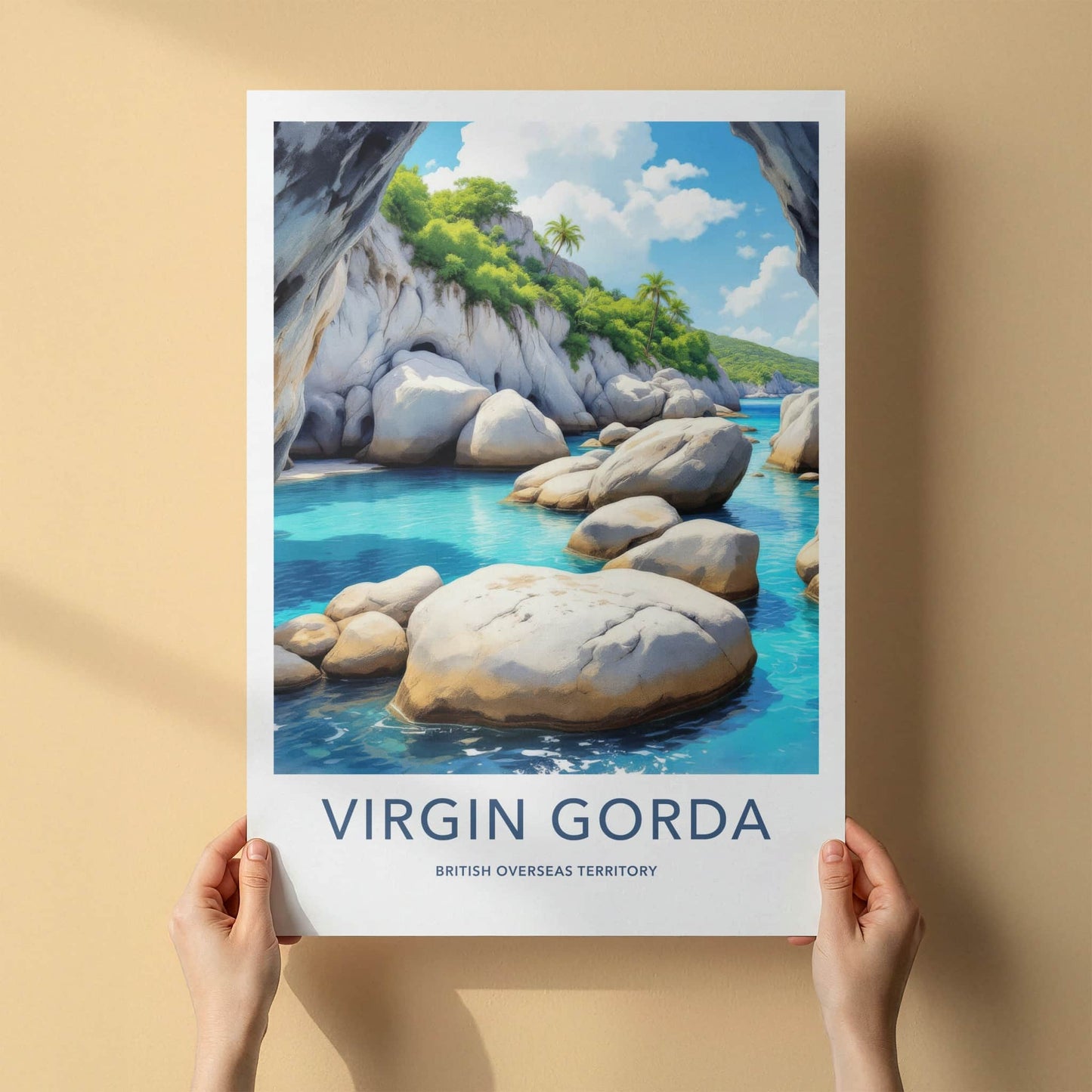 Virgin Gorda Poster - British Overseas Territory Blue Water Caves Gallery Art