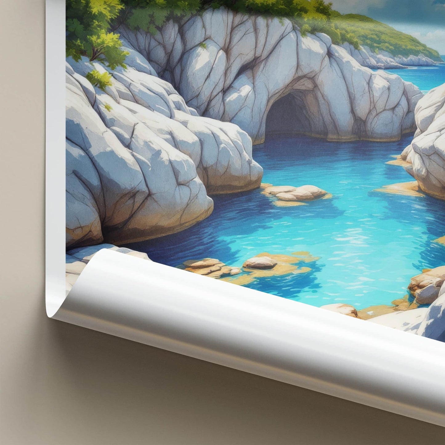 Virgin Gorda Poster - British Virgin Islands Travel Art - Turquoise Water Grotto Home Decor