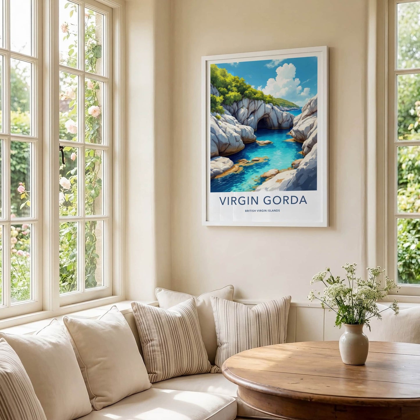 Virgin Gorda Poster - British Virgin Islands Travel Art - Turquoise Water Grotto Home Decor