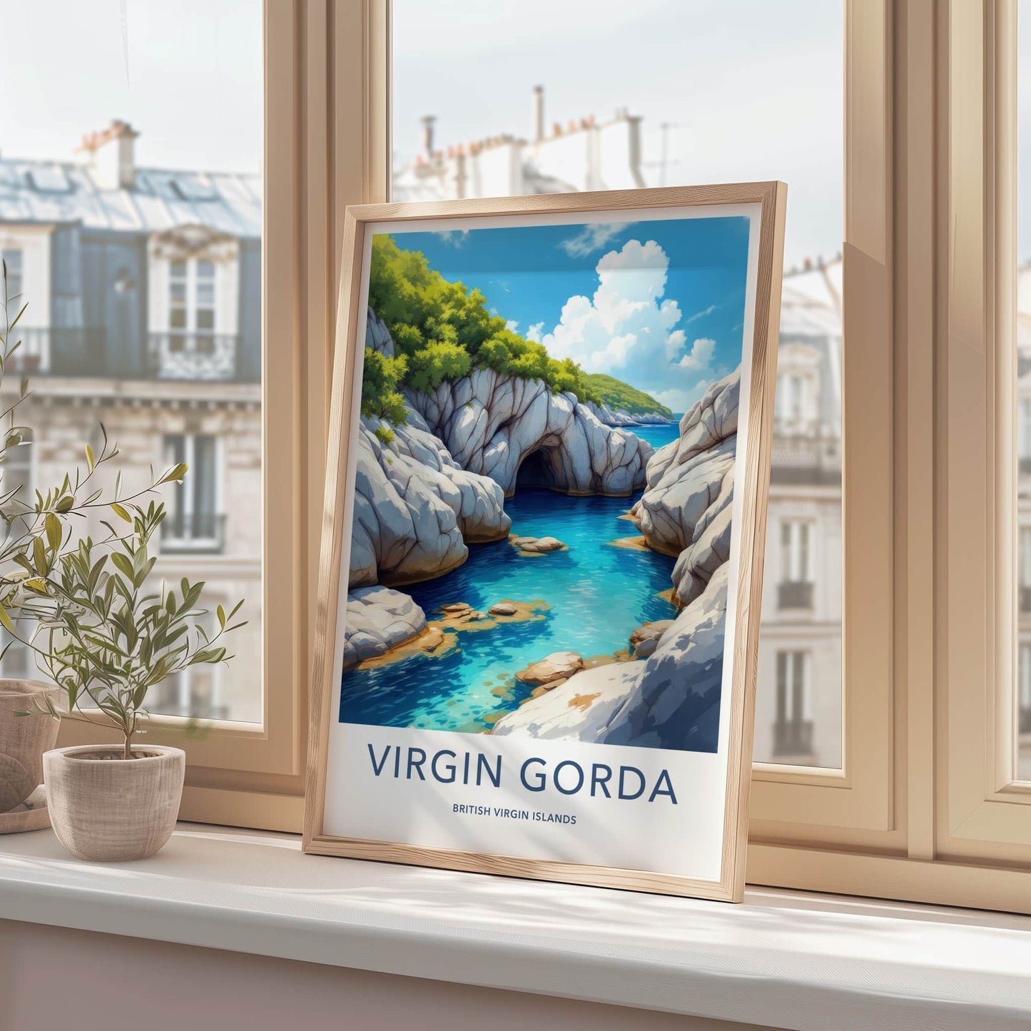 Virgin Gorda Poster - British Virgin Islands Travel Art - Turquoise Water Grotto Home Decor