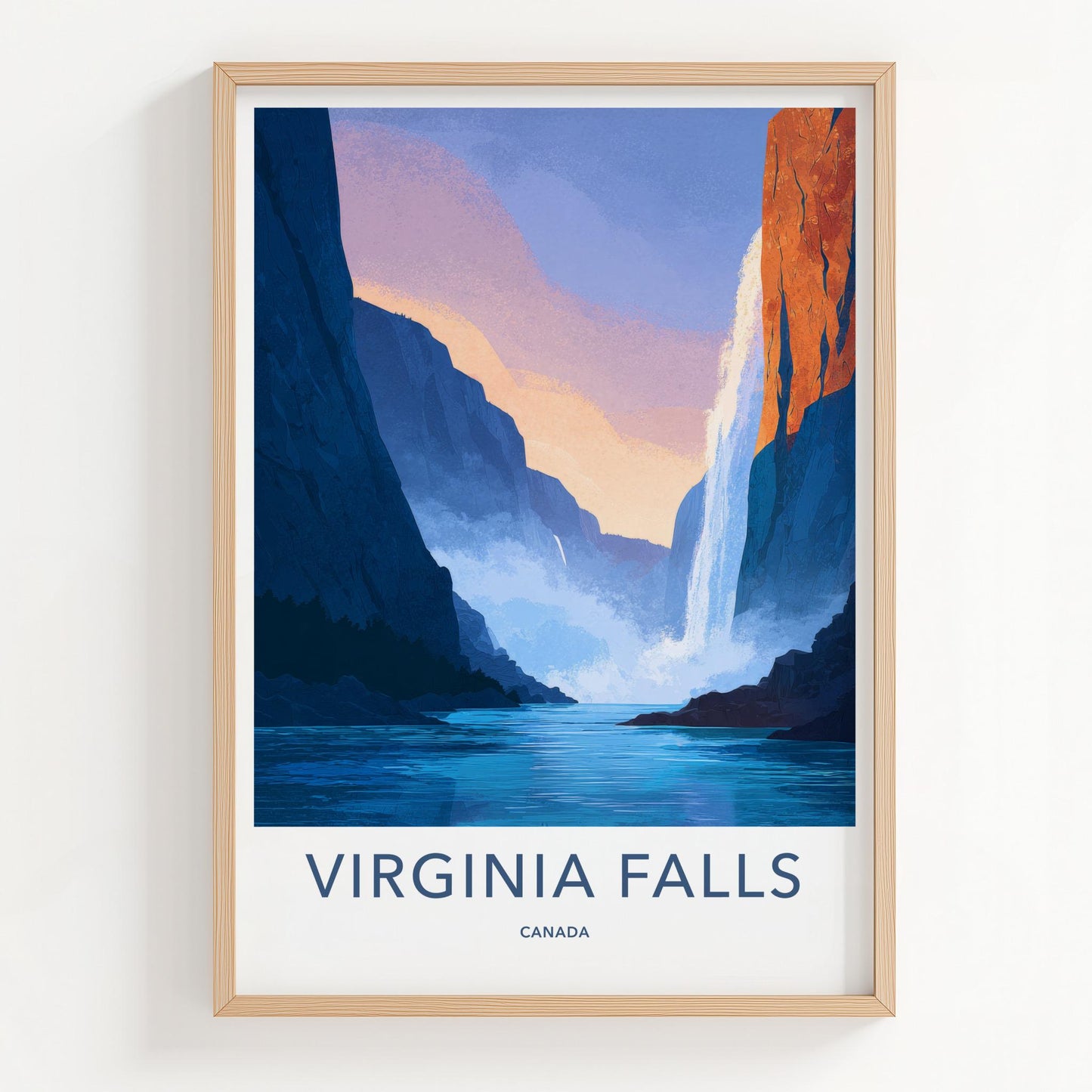 Virginia Falls Poster - Canada Travel Art - Grand Canyon Waterfall Home Decor