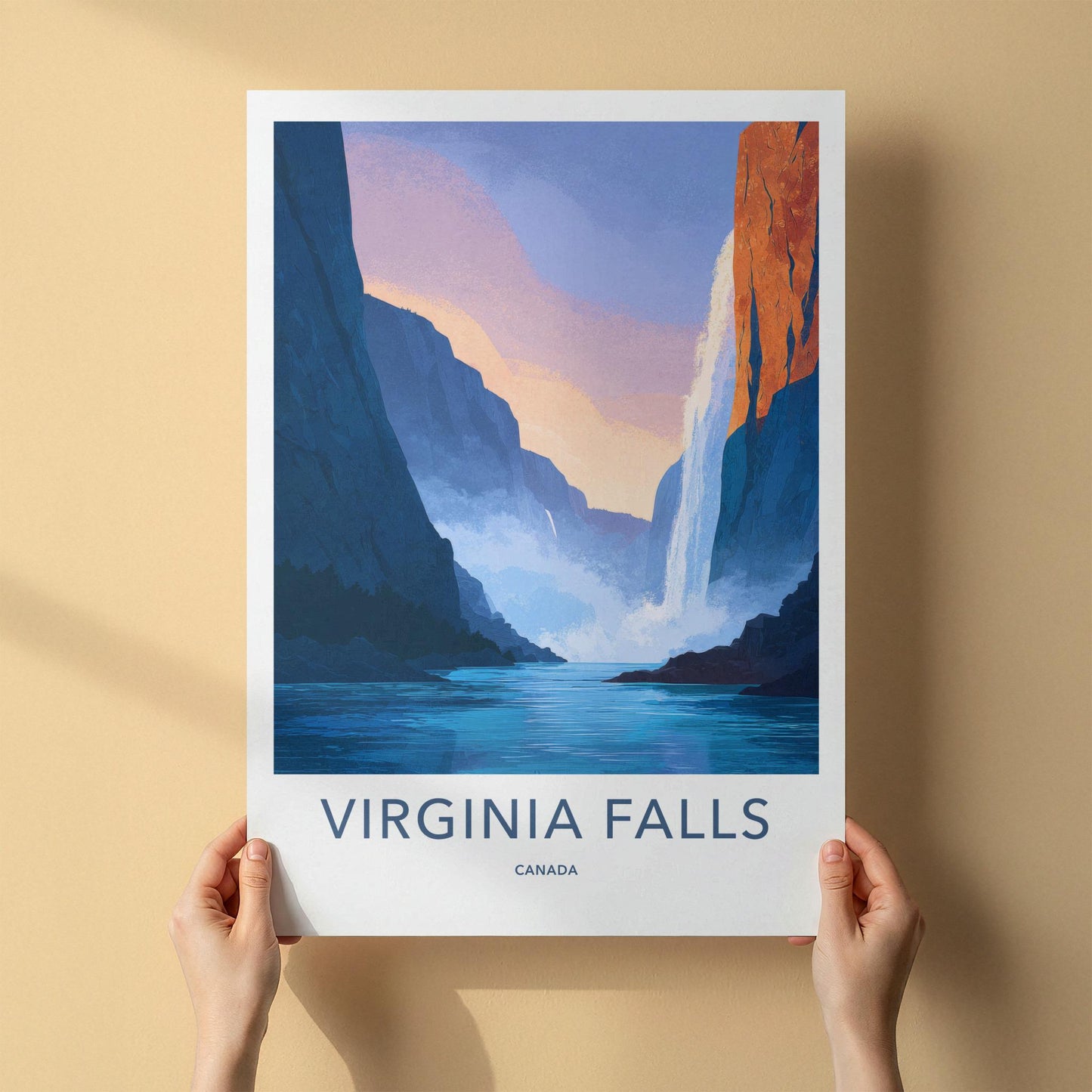 Virginia Falls Poster - Canada Travel Art - Grand Canyon Waterfall Home Decor