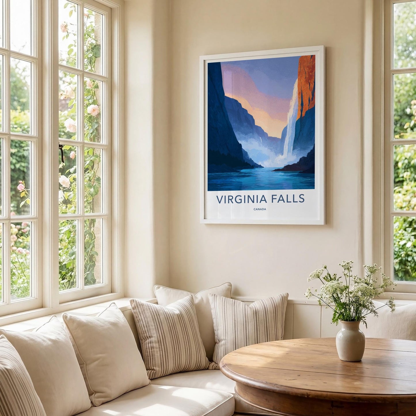 Virginia Falls Poster - Canada Travel Art - Grand Canyon Waterfall Home Decor