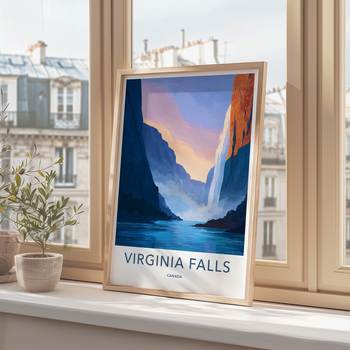 Virginia Falls Poster - Canada Travel Art - Grand Canyon Waterfall Home Decor