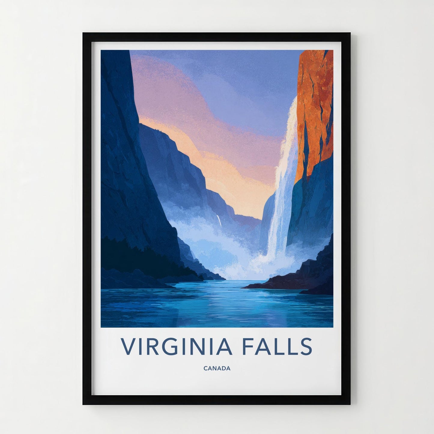 Virginia Falls Poster - Canada Travel Art - Grand Canyon Waterfall Home Decor