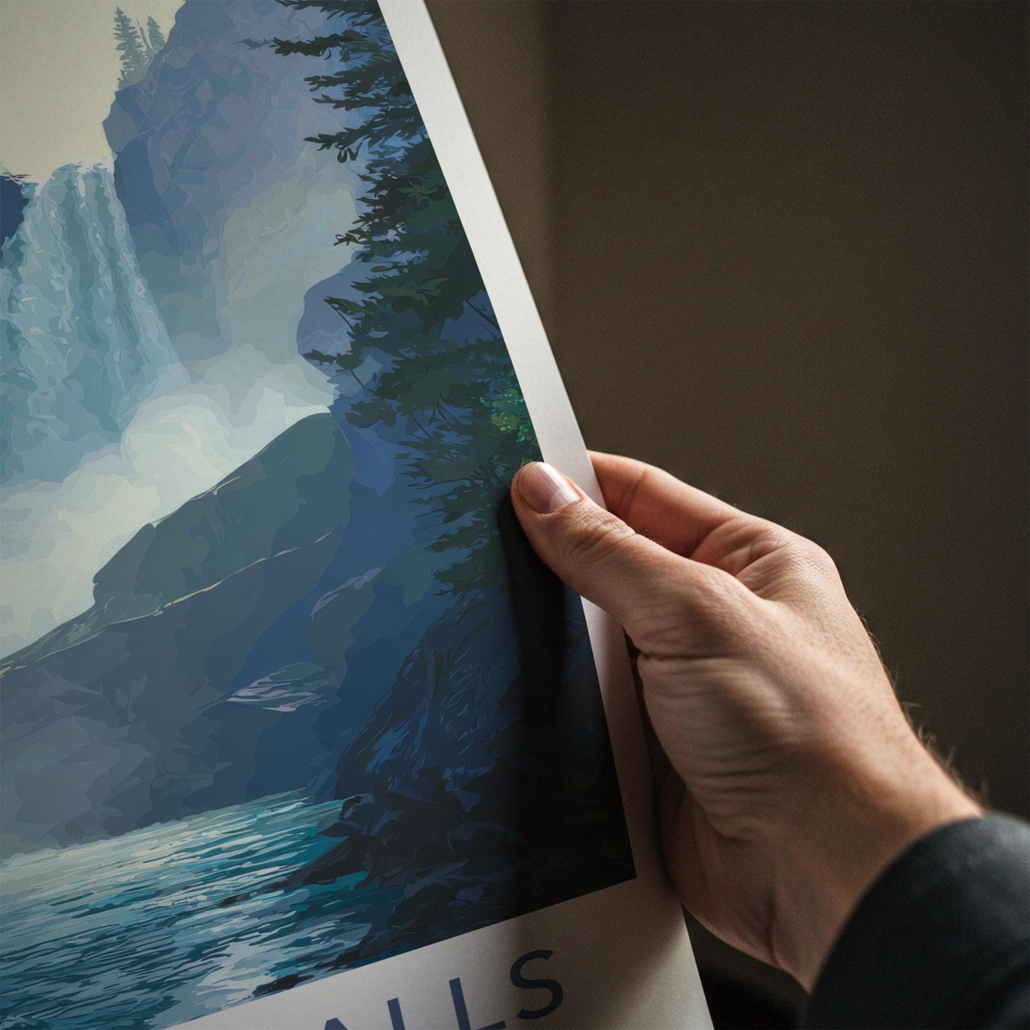 Virginia Falls Poster - Canada Travel Art - Majestic Waterfall Scene Home Decor