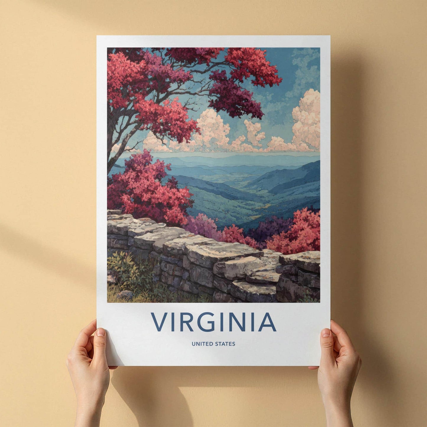Virginia Poster - Virginia Travel Art - Red Trees Overlook Home Decor
