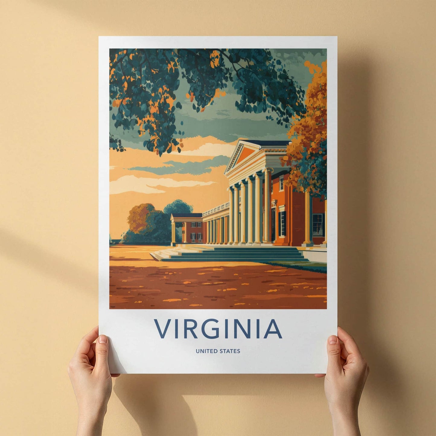 Virginia Poster - Virginia Travel Print - Classical Building View Wall Decor