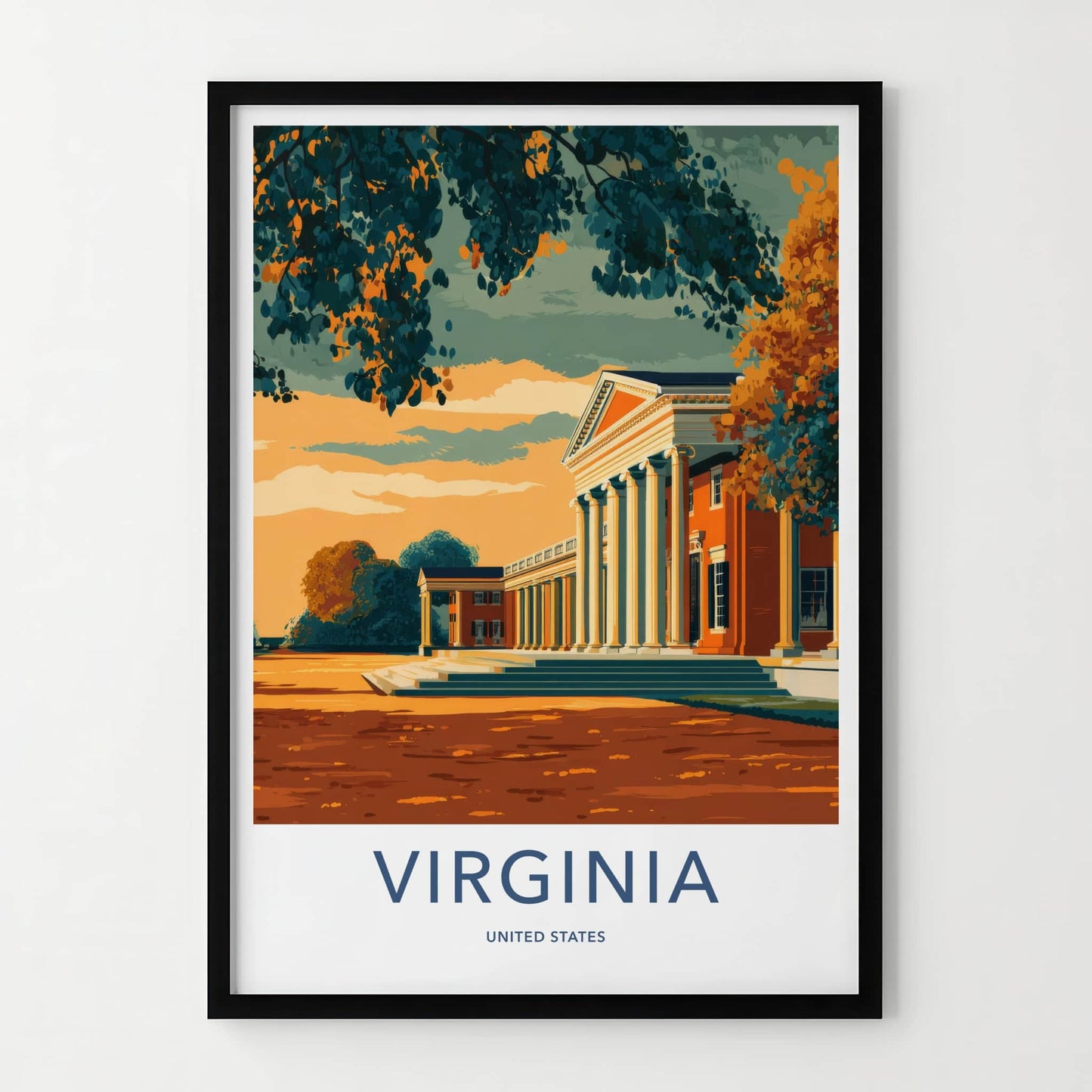 Virginia Poster - Virginia Travel Print - Classical Building View Wall Decor