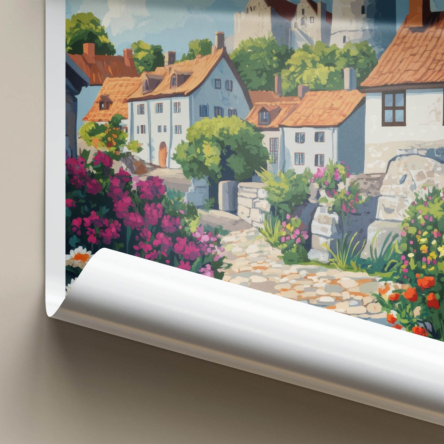 Visby Poster - Sweden Wall Art - Historic Village Blooming Home Decor
