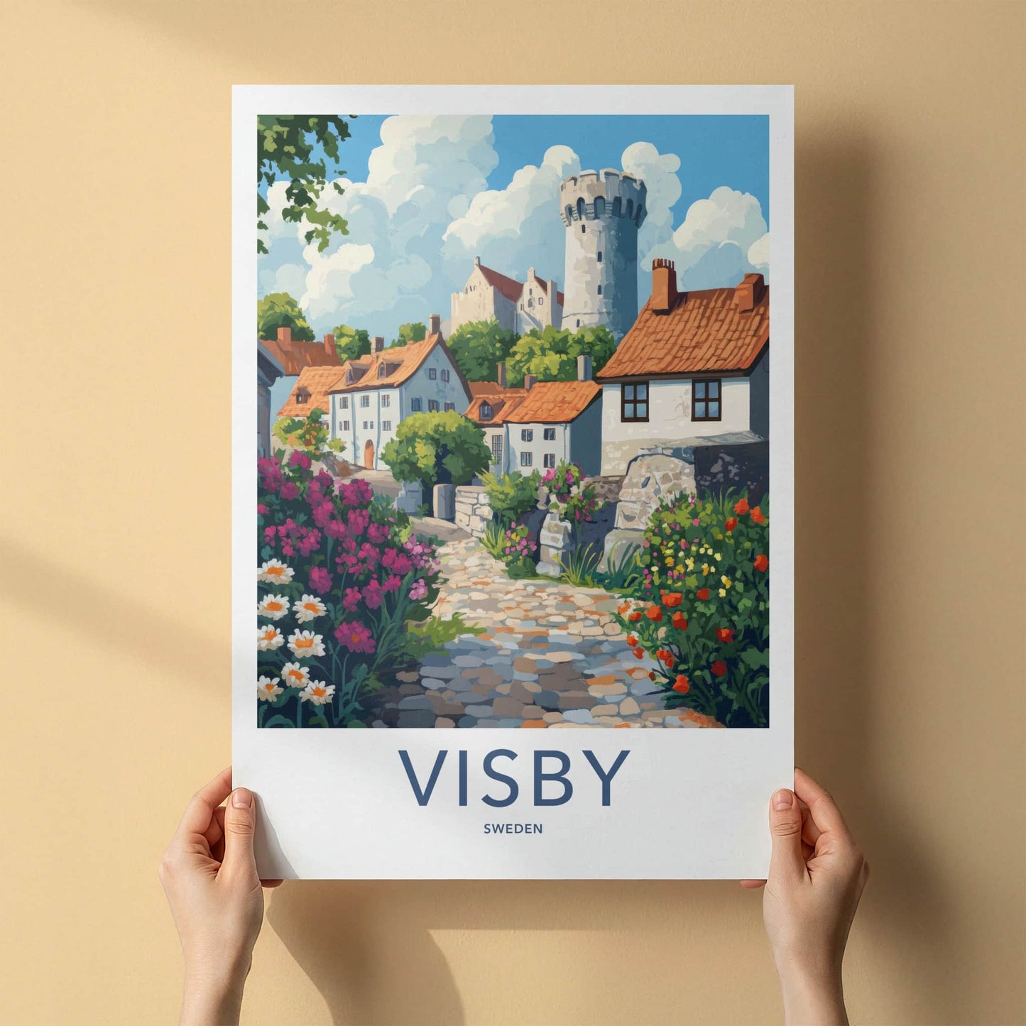 Visby Poster - Sweden Wall Art - Historic Village Blooming Home Decor