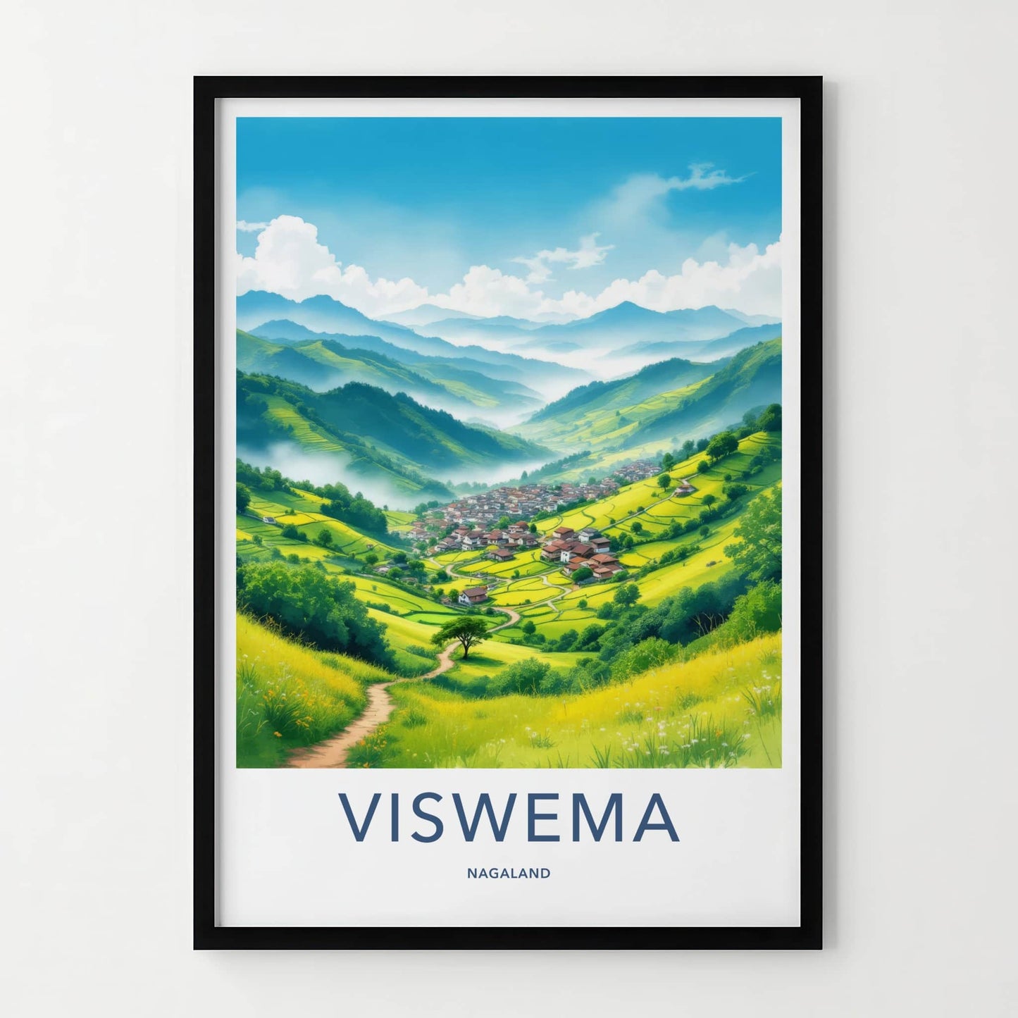 Viswema Poster - India Art Print - Nagaland Lush Green Mountains Gallery Art