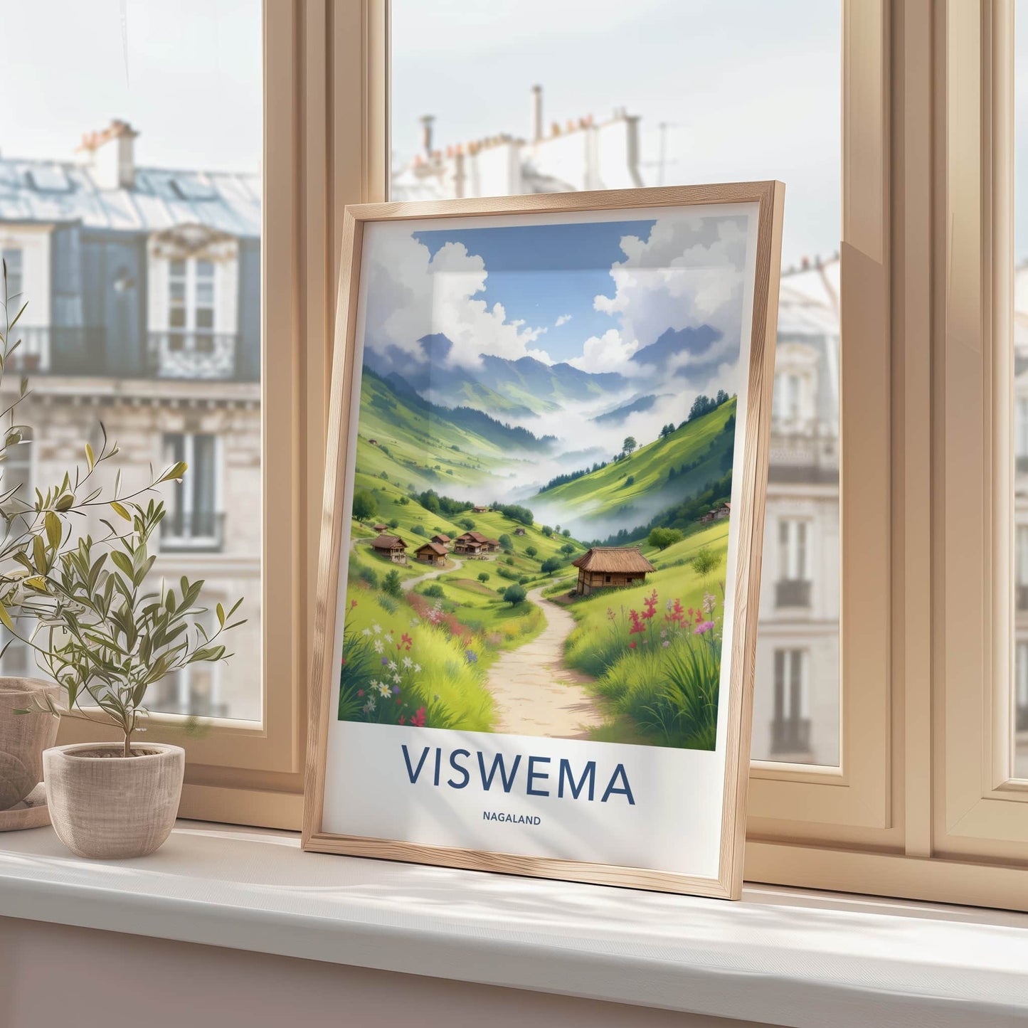 Viswema Poster - India Travel Art - Nagaland Green Mountain Village Home Decor
