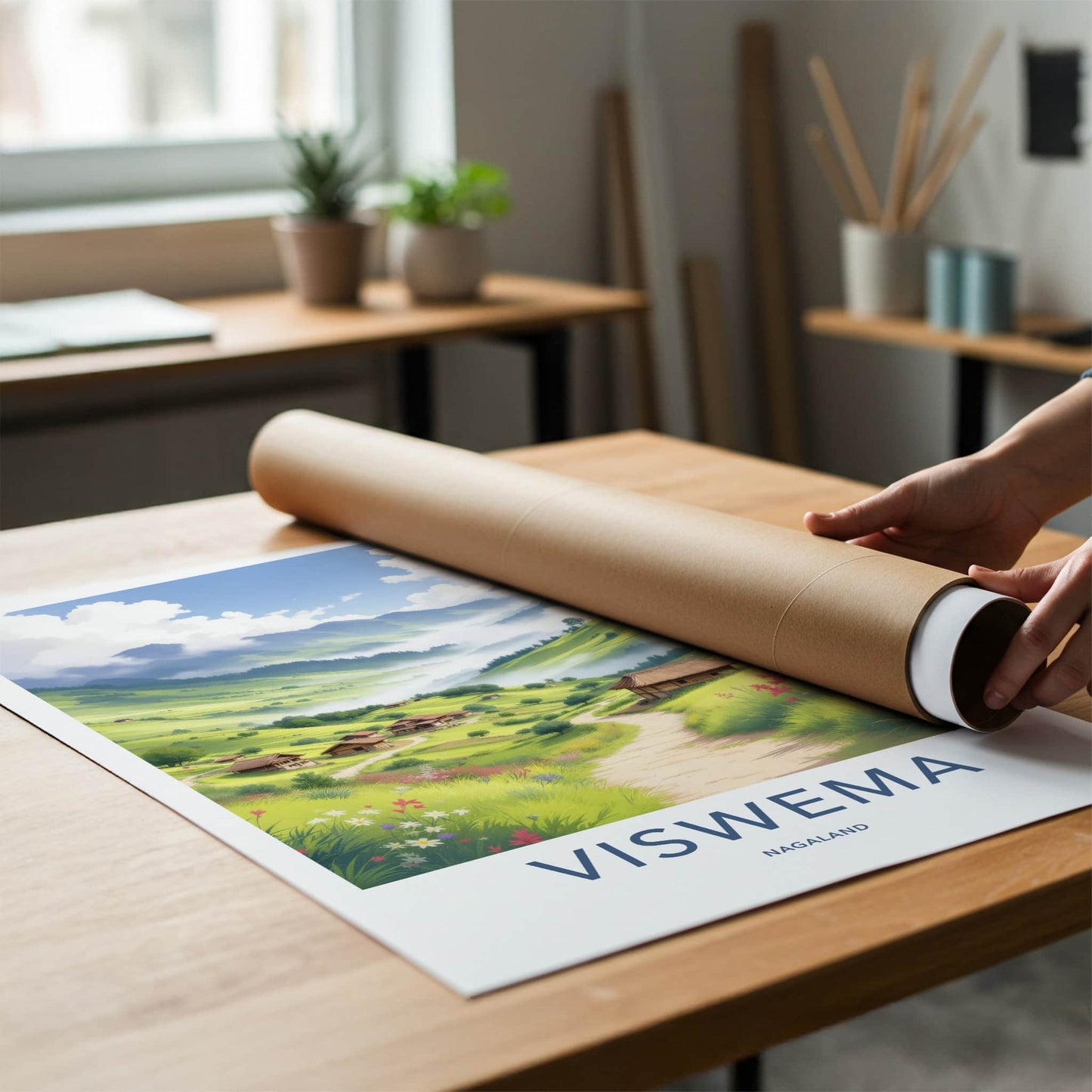 Viswema Poster - India Travel Art - Nagaland Green Mountain Village Home Decor