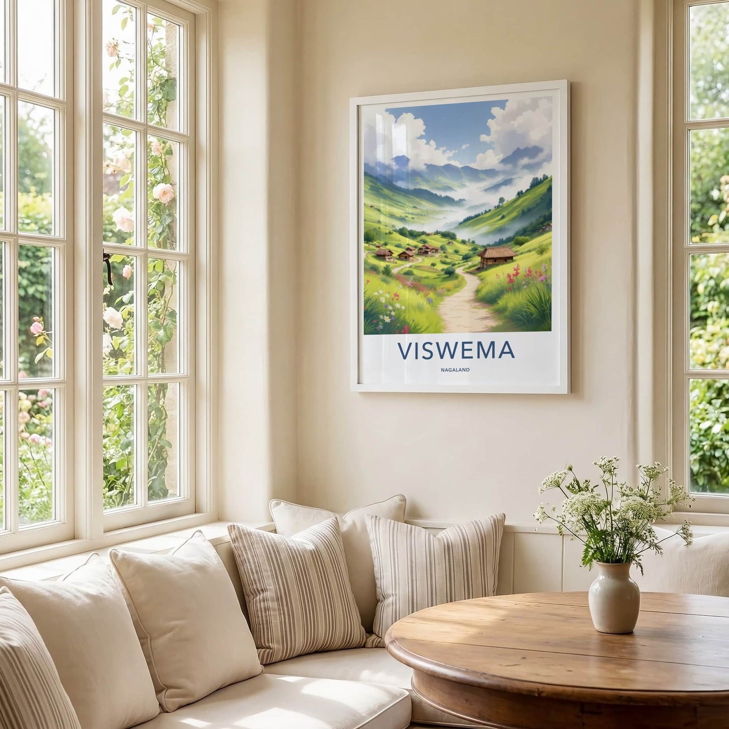 Viswema Poster - India Travel Art - Nagaland Green Mountain Village Home Decor
