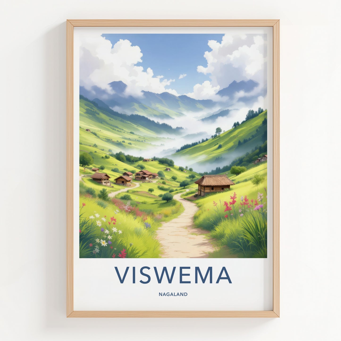 Viswema Poster - India Travel Art - Nagaland Green Mountain Village Home Decor
