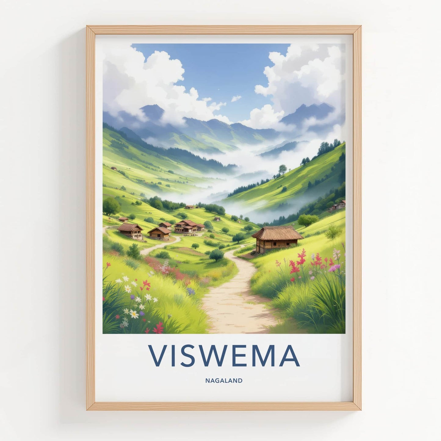 Viswema Poster - India Travel Art - Nagaland Green Mountain Village Home Decor