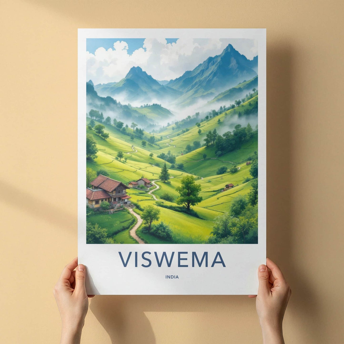 Viswema Poster - India Travel Art - Nagaland Green Terraces Home Decor
