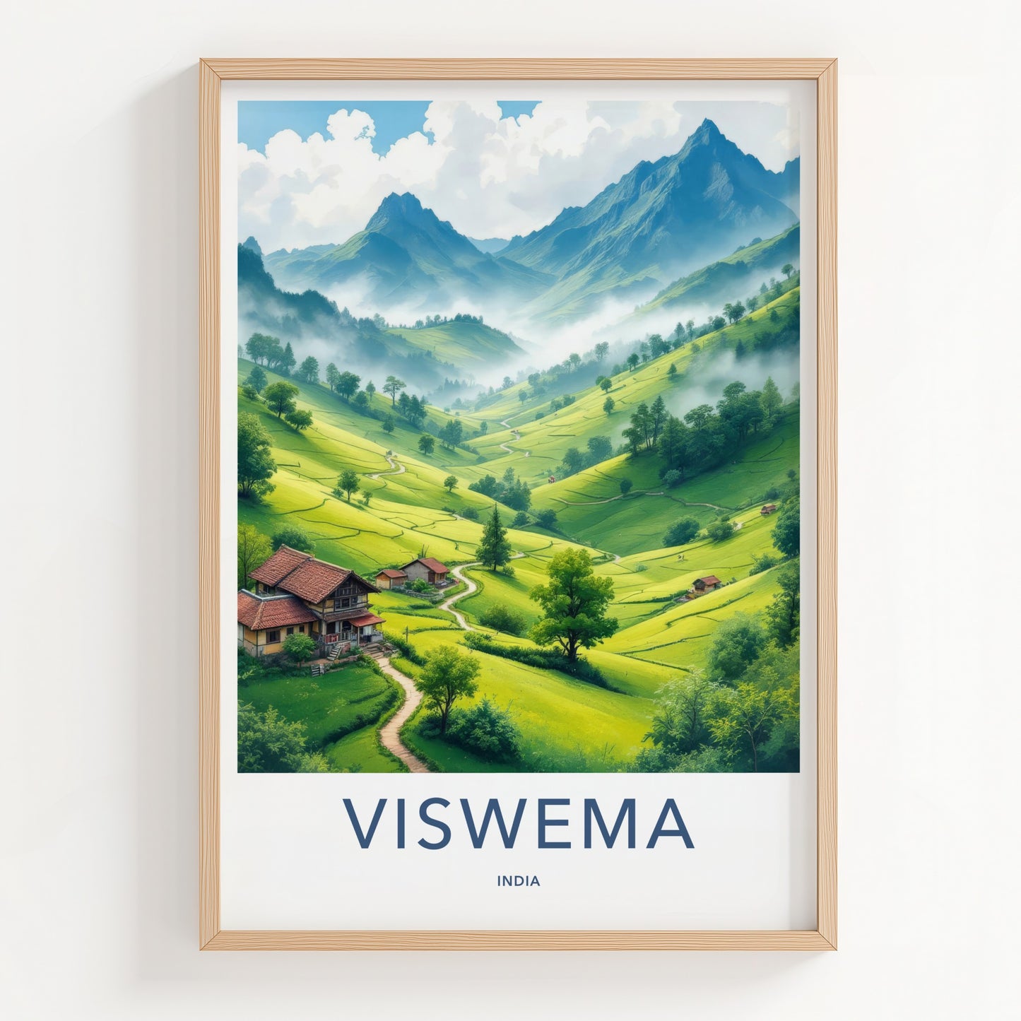 Viswema Poster - India Travel Art - Nagaland Green Terraces Home Decor