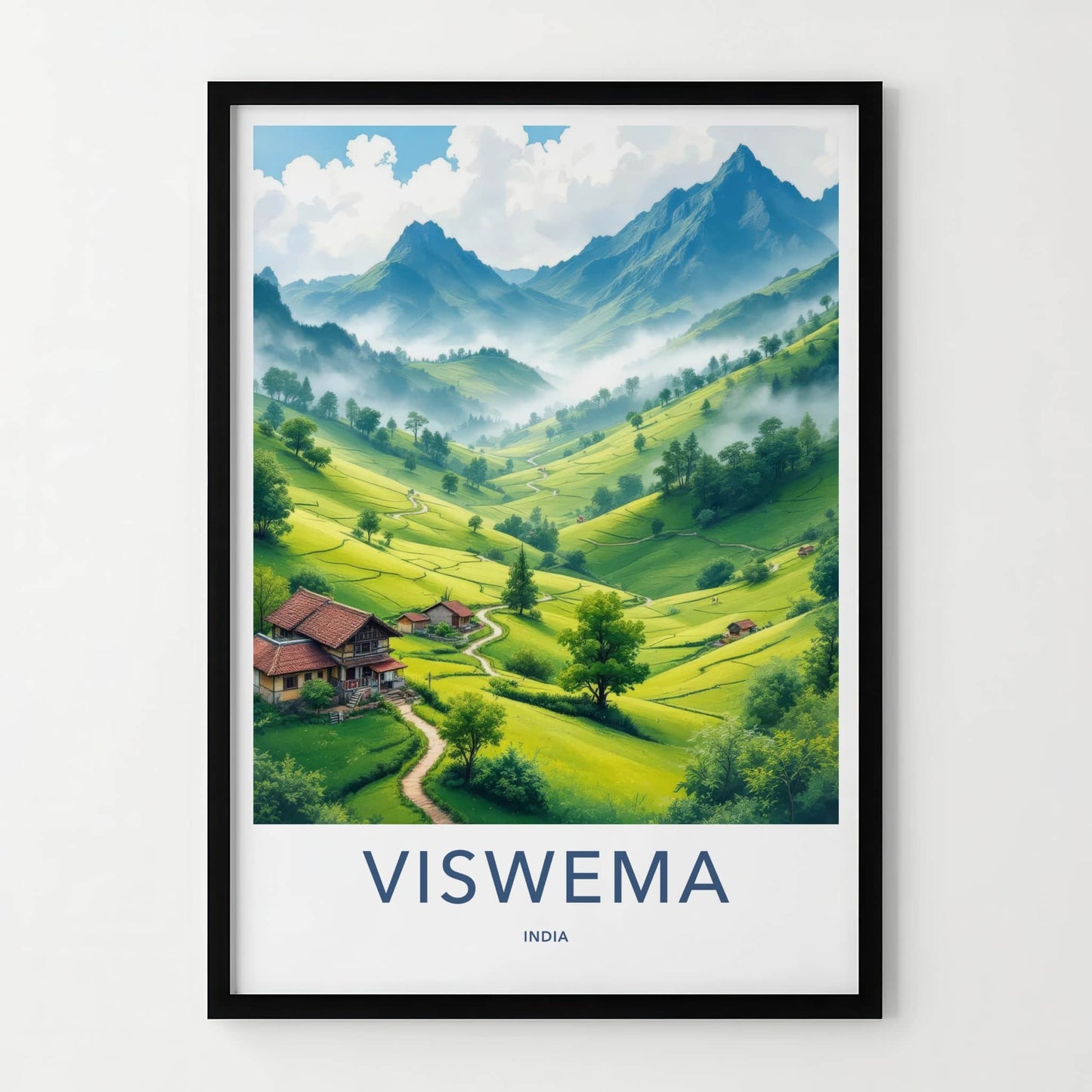 Viswema Poster - India Travel Art - Nagaland Green Terraces Home Decor