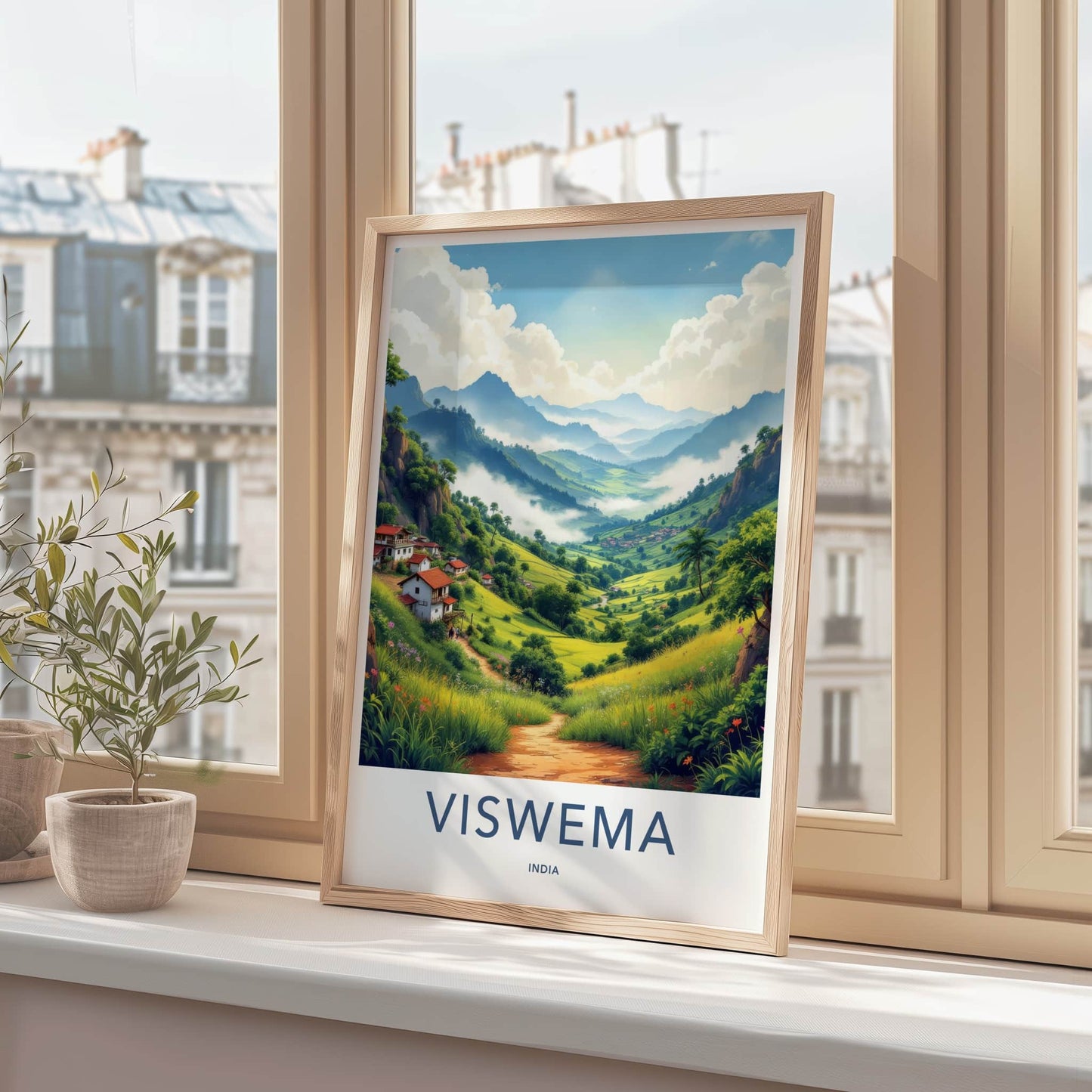 Viswema Poster - India Travel Art - Nagaland Misty Valley Landscape Home Decor