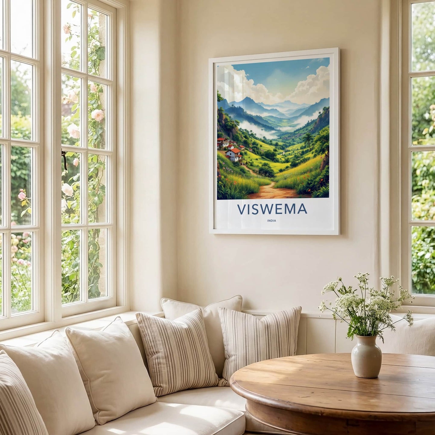 Viswema Poster - India Travel Art - Nagaland Misty Valley Landscape Home Decor
