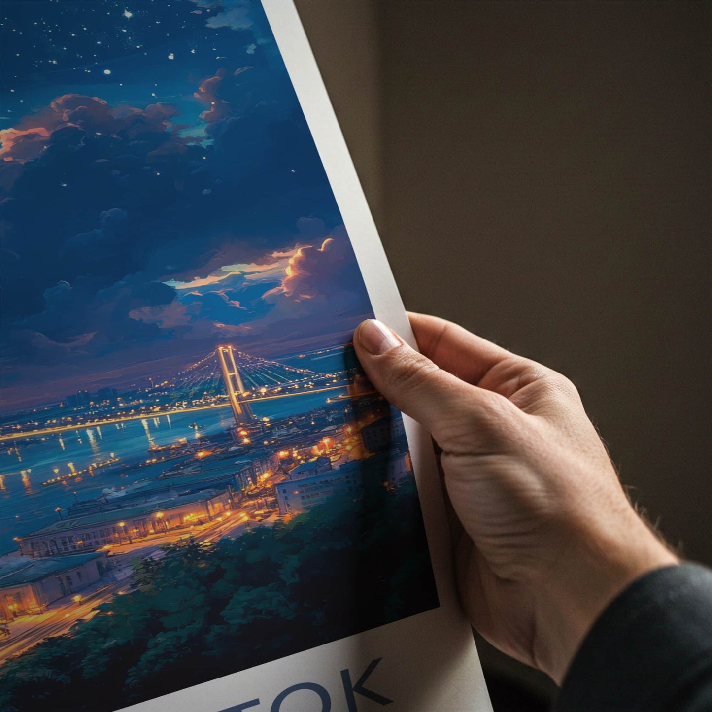 Vladivostok Poster - Russia Travel Art - Starry Night City Wall Decor