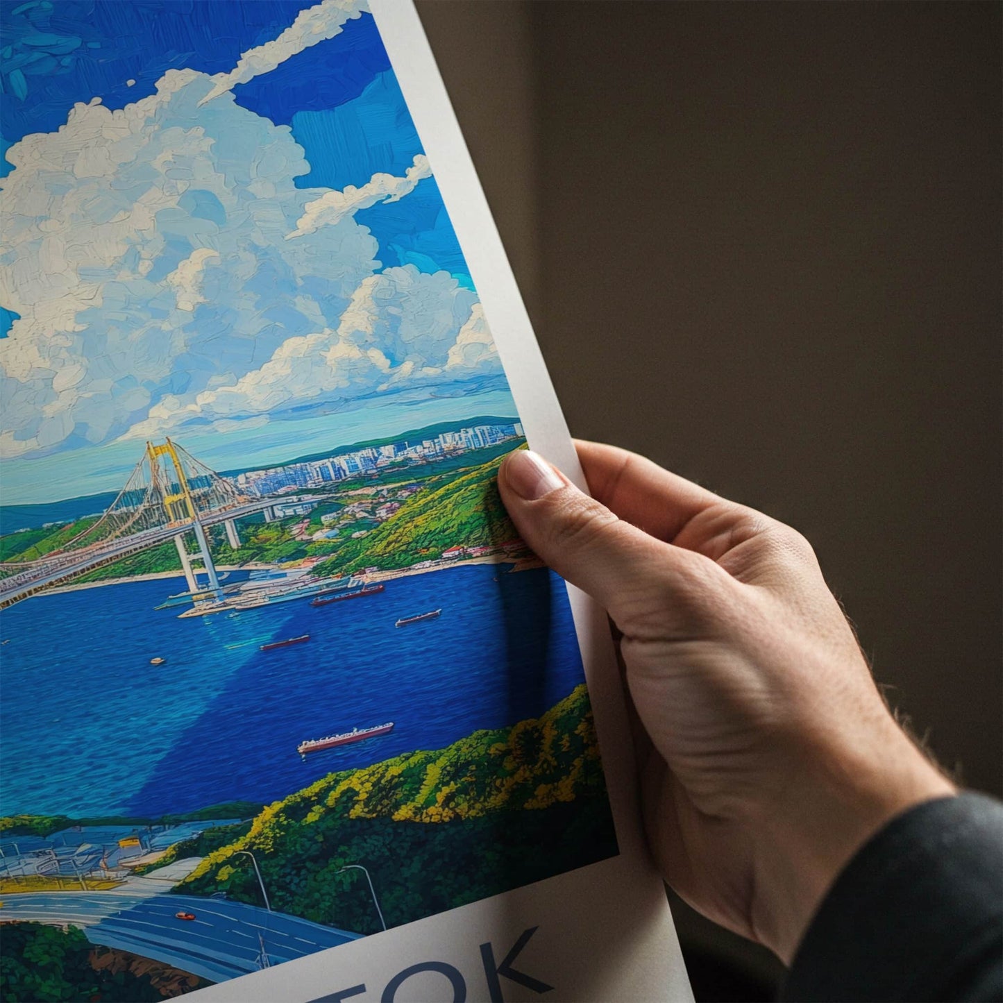 Vladivostok Poster - Russia Travel Art - Suspension Bridge View Home Decor