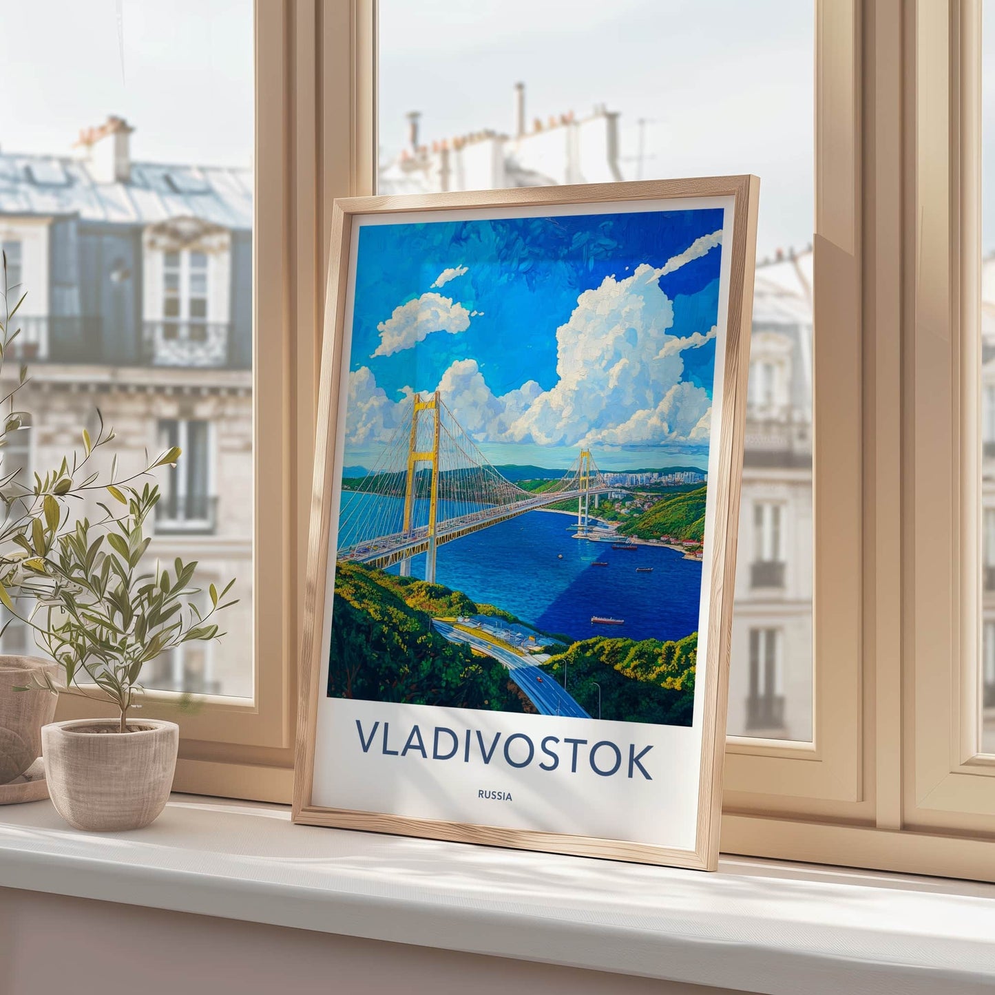 Vladivostok Poster - Russia Travel Art - Suspension Bridge View Home Decor