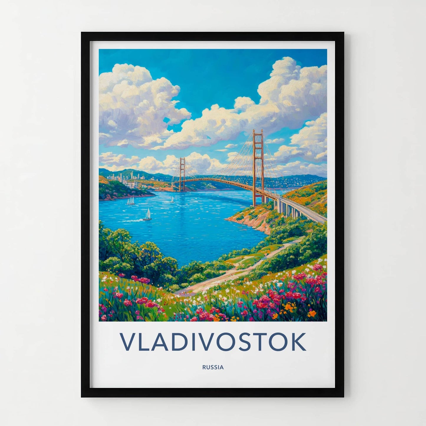 Vladivostok Poster - Russia Travel Art - Vibrant Floral Seascape Wall Decor