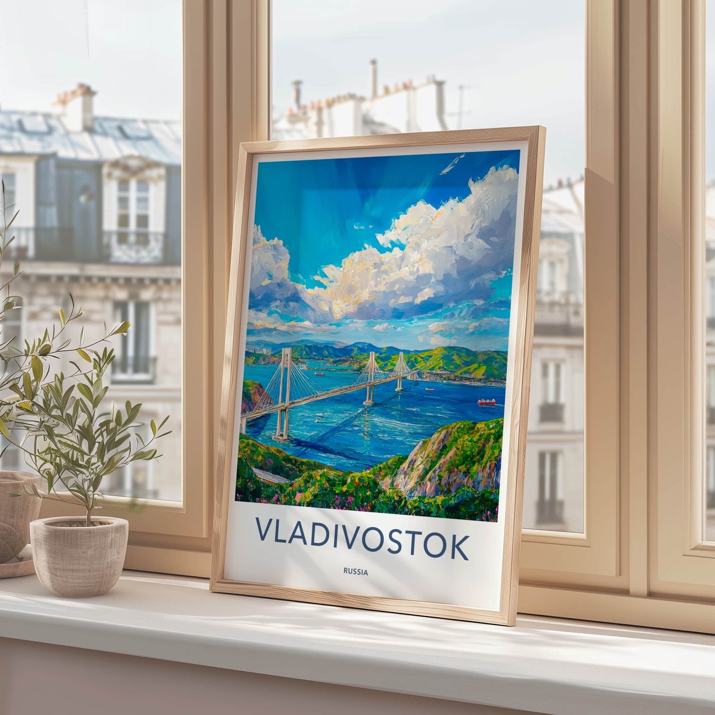 Vladivostok Poster - Russia Wall Art - Vibrant Bay Bridge Home Decor