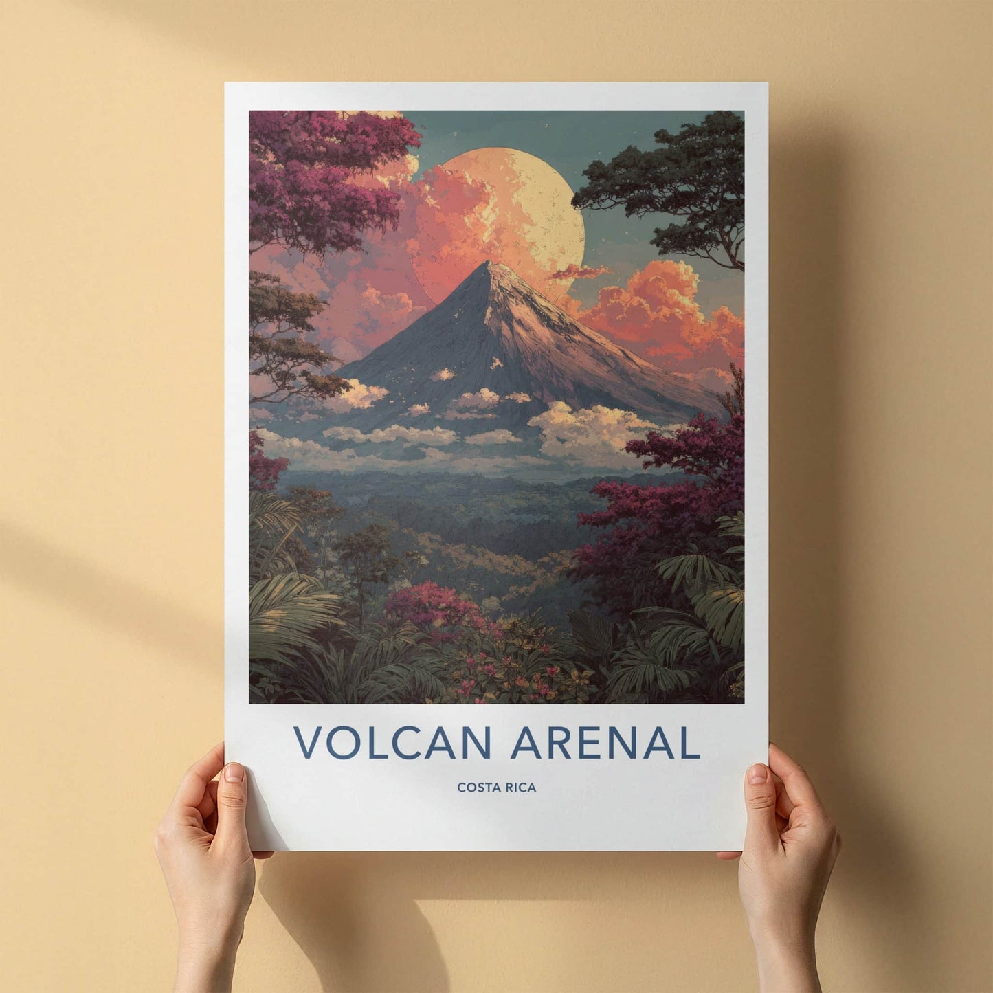 Volcan Arenal Poster - Costa Rica Travel Art - Full Moon Home Decor