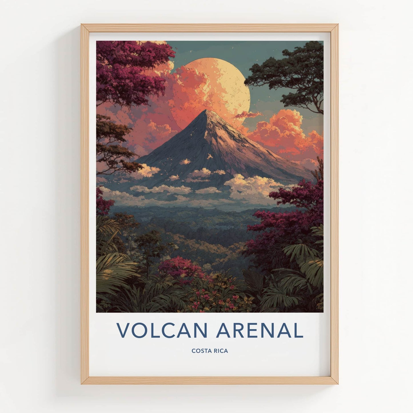 Volcan Arenal Poster - Costa Rica Travel Art - Full Moon Home Decor