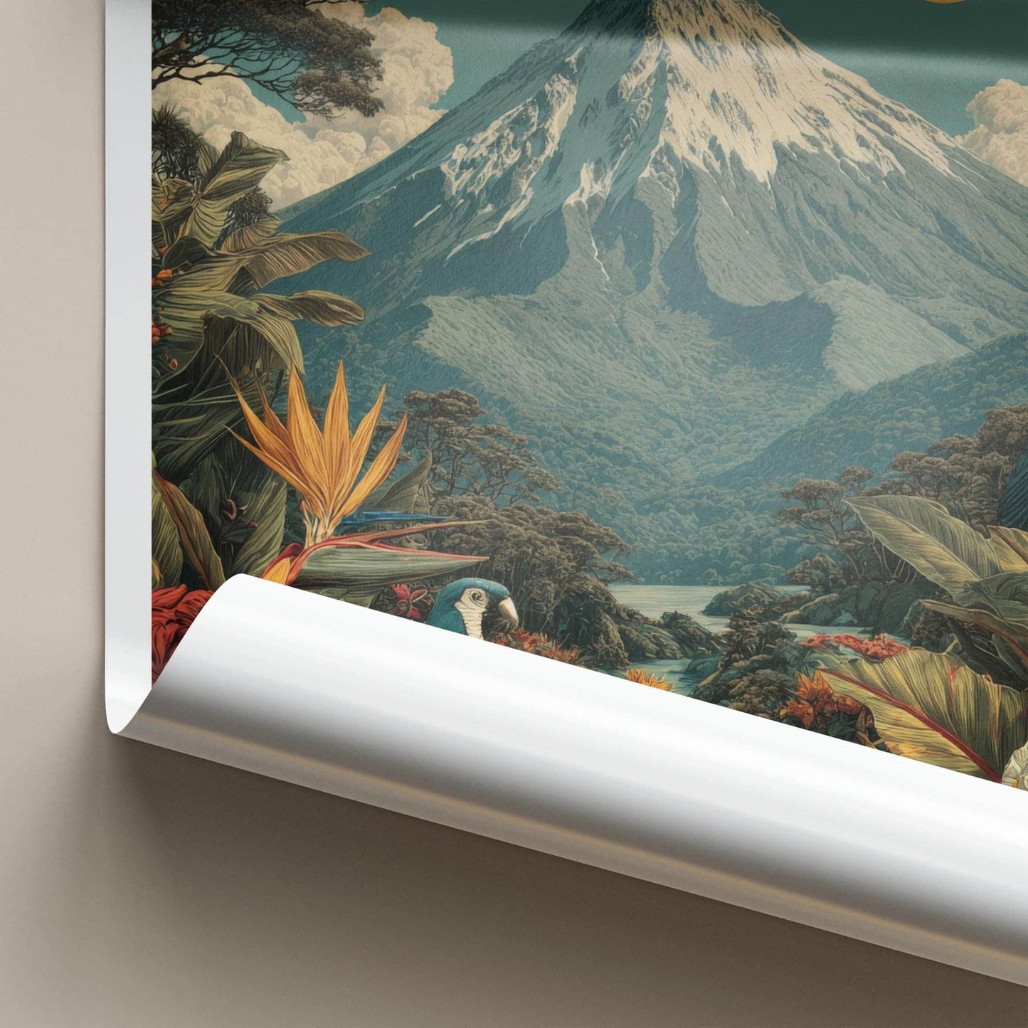 Volcan Arenal Poster - Costa Rica Travel Art - Lush Jungle Birds Home Decor