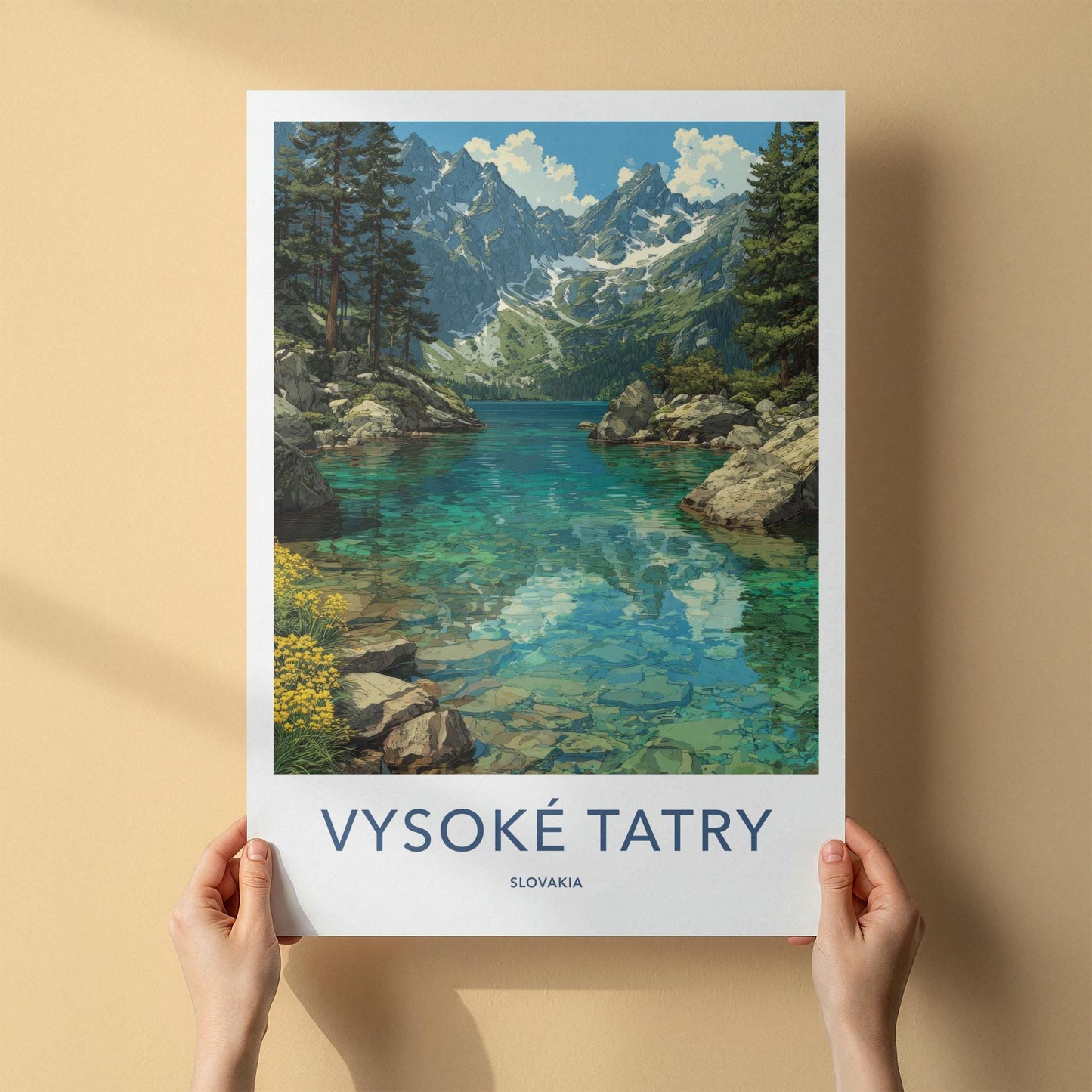 Vysoke Tatry Poster - Slovakia Travel Art - Clear Alpine Lake Home Decor