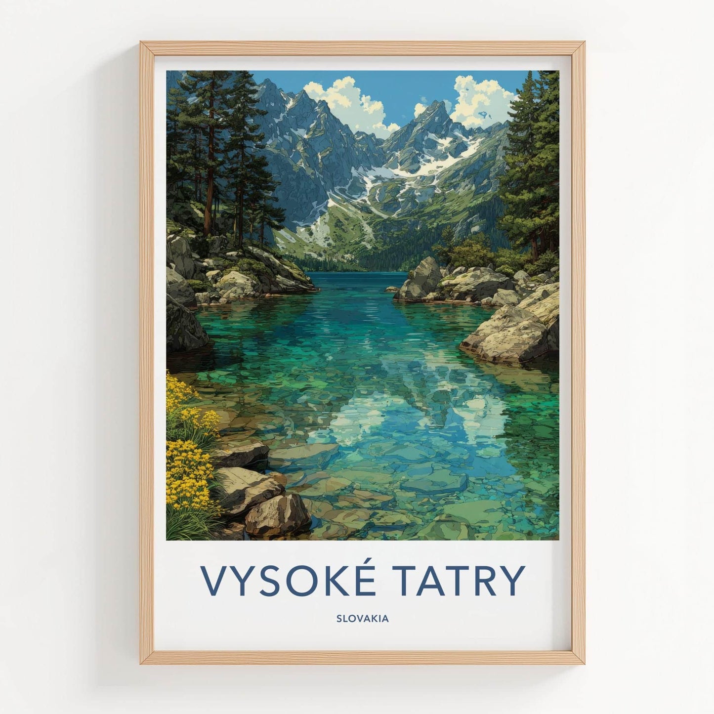 Vysoke Tatry Poster - Slovakia Travel Art - Clear Alpine Lake Home Decor