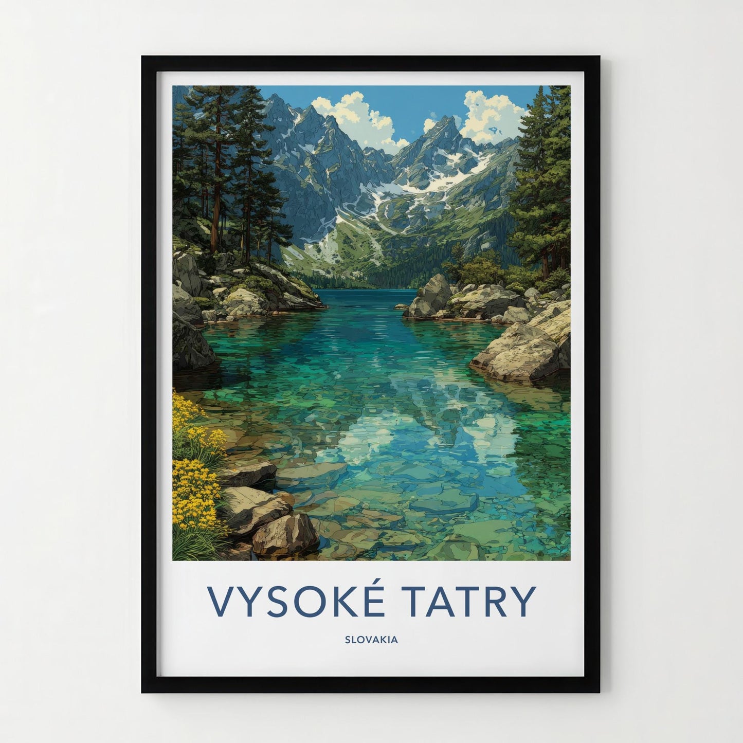Vysoke Tatry Poster - Slovakia Travel Art - Clear Alpine Lake Home Decor
