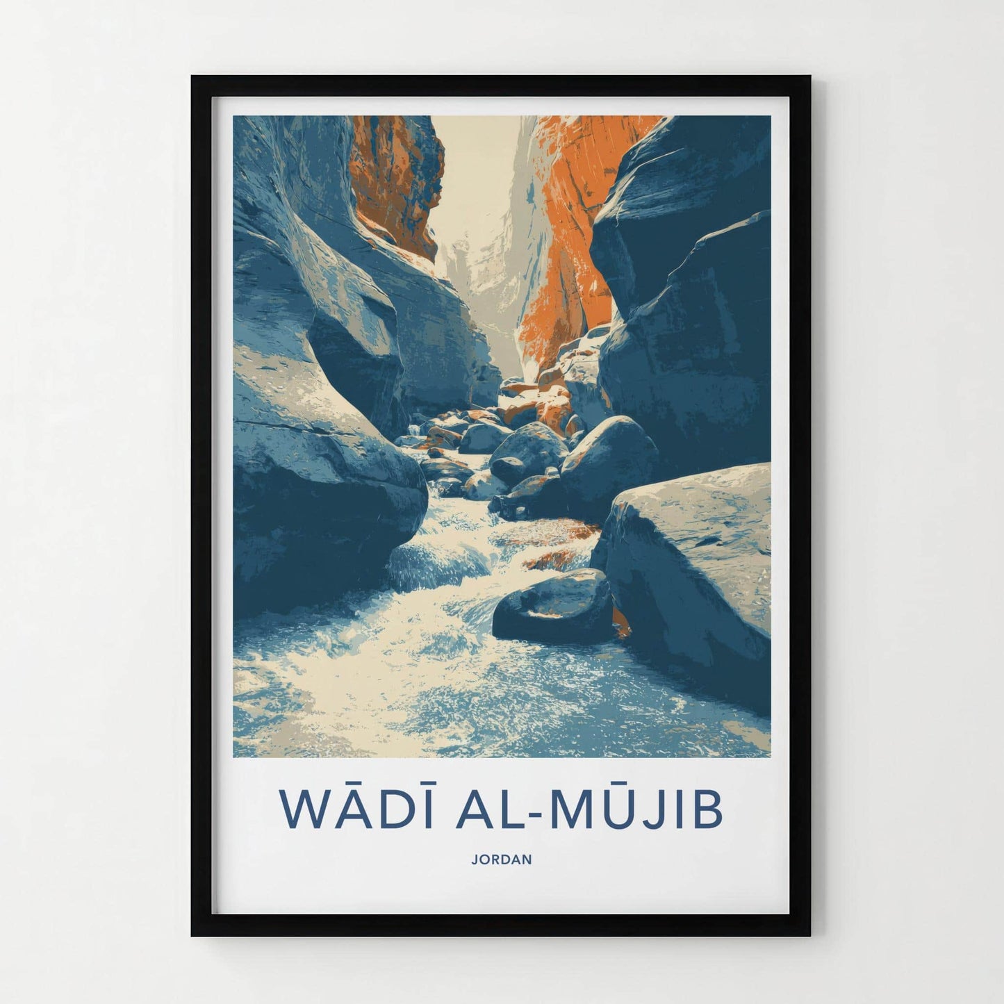 Wadi Al Mujib Poster - Jordan Travel Art - Canyon River Flow Wall Decor