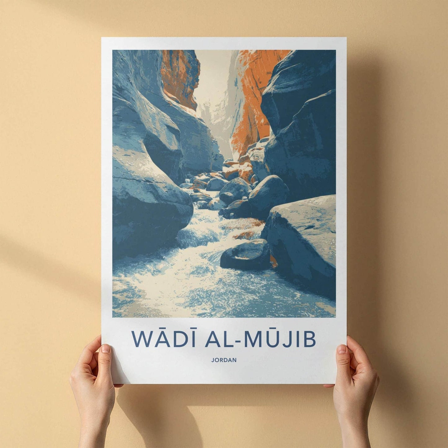 Wadi Al Mujib Poster - Jordan Travel Art - Canyon River Flow Wall Decor