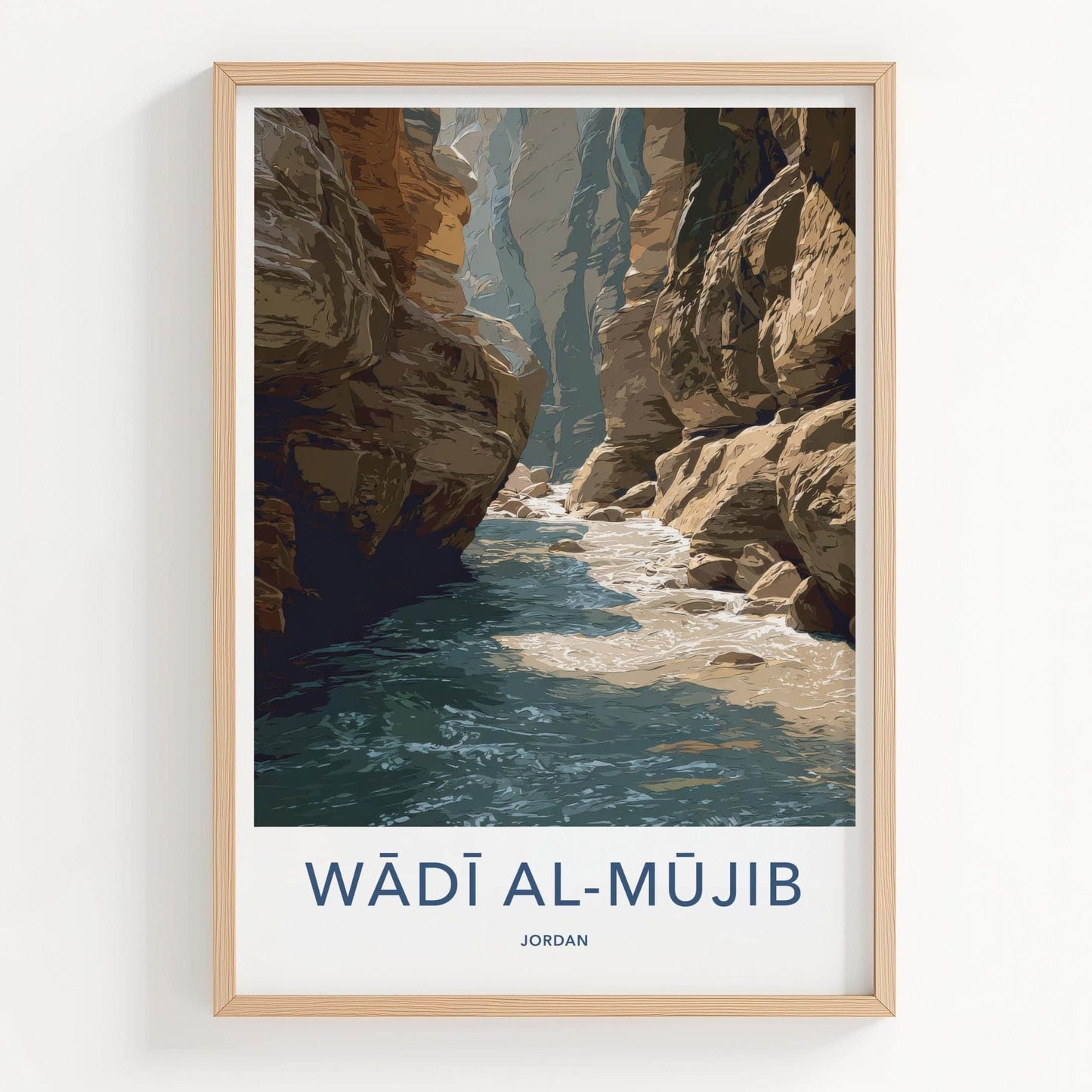 Wadi Al-Mujib Poster - Jordan Travel Art - River Canyon Flow Home Decor