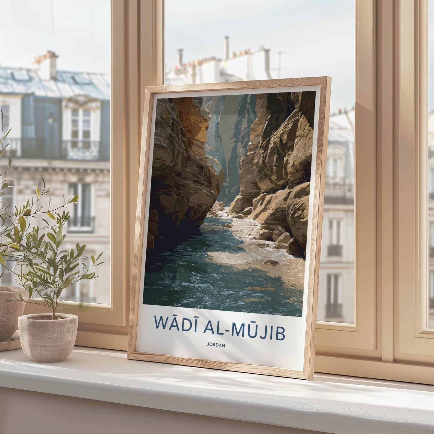 Wadi Al-Mujib Poster - Jordan Travel Art - River Canyon Flow Home Decor