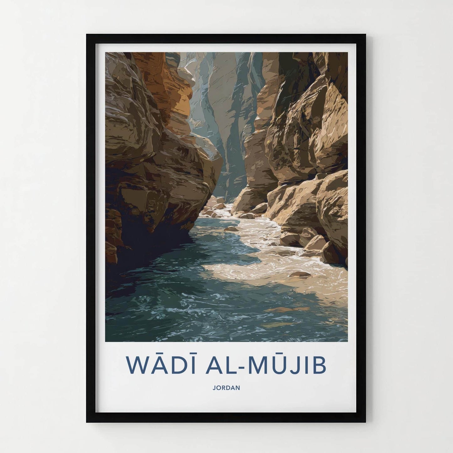 Wadi Al-Mujib Poster - Jordan Travel Art - River Canyon Flow Home Decor