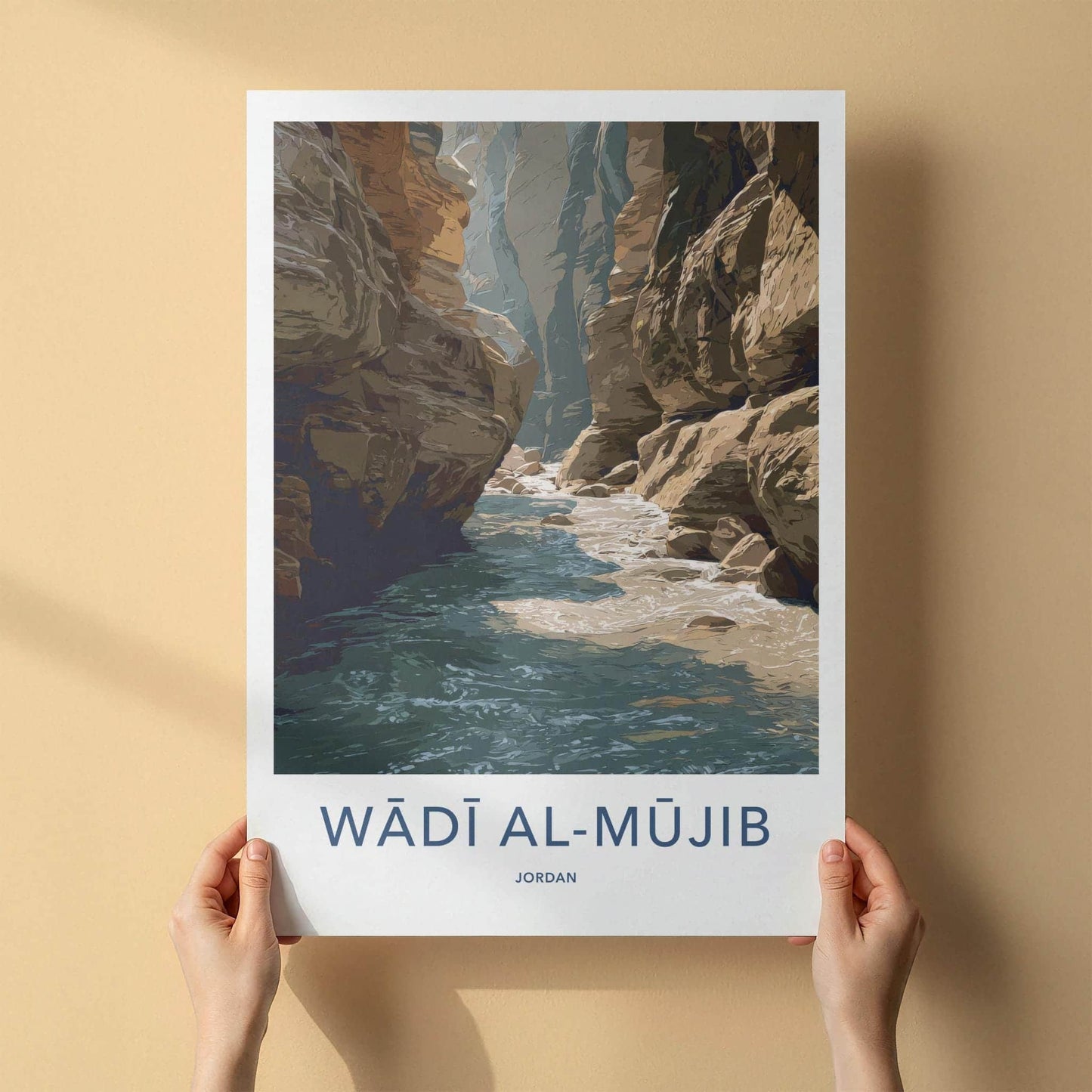 Wadi Al-Mujib Poster - Jordan Travel Art - River Canyon Flow Home Decor